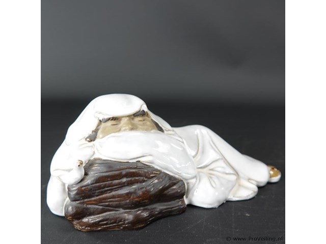 Paar gestileerde aardewerk happy boeddha's - afbeelding 3 van  5