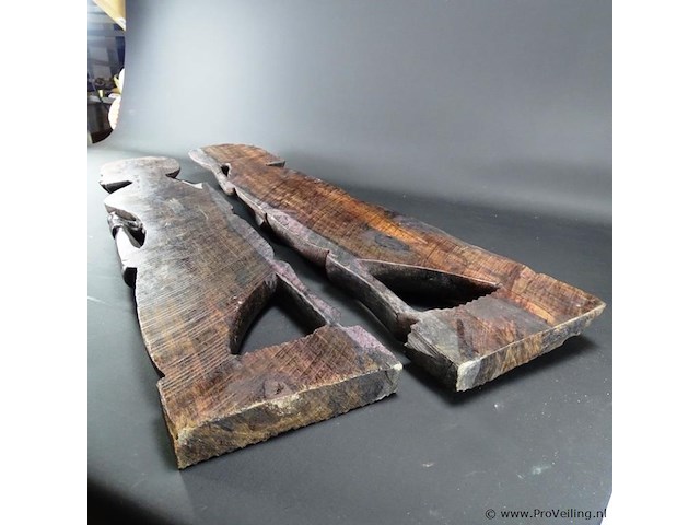 Paar grote afrikaanse in ebbenhout gesneden figuren - afbeelding 5 van  5