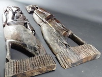 Paar grote afrikaanse in ebbenhout gesneden figuren - afbeelding 4 van  5