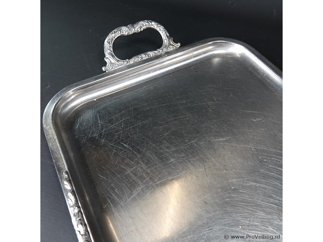 Paar grote verzilverde dienbladen - afbeelding 3 van  5