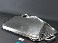 Paar grote verzilverde dienbladen - afbeelding 4 van  5