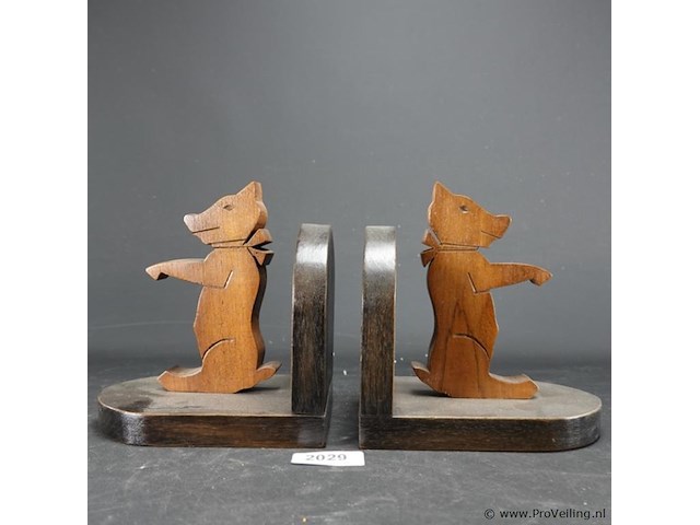 Paar houten boekensteunen met beren - afbeelding 2 van  5