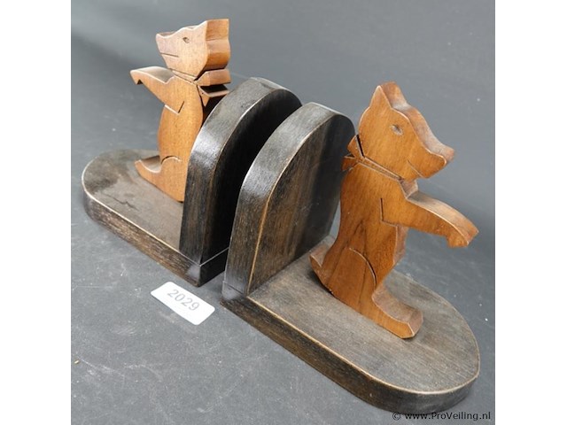 Paar houten boekensteunen met beren - afbeelding 3 van  5