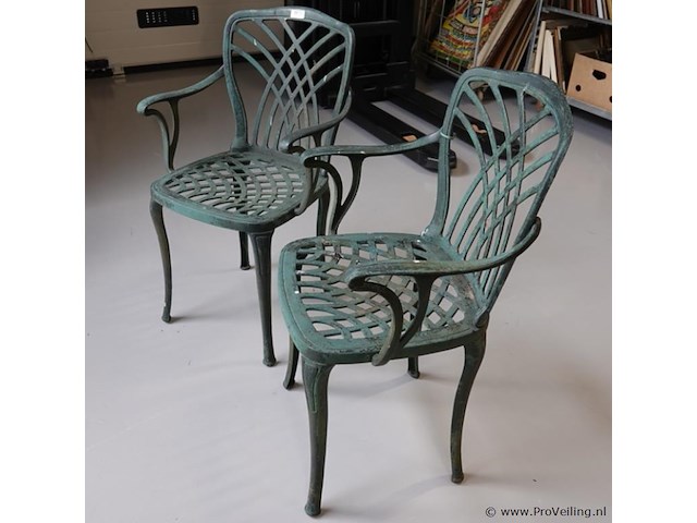 Paar ijzeren tuinstoelen - afbeelding 3 van  5