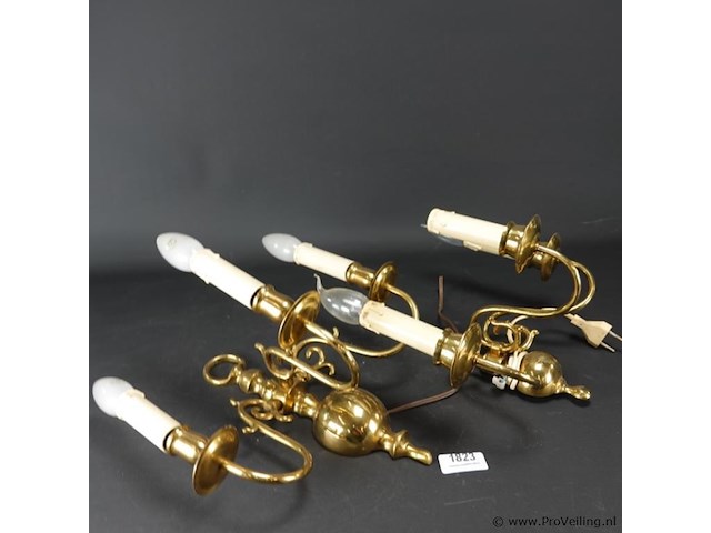 Paar koperen wandkandelaren - afbeelding 1 van  5