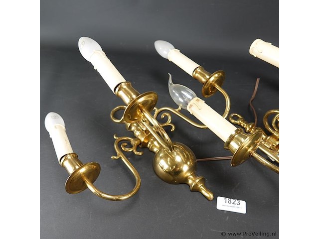 Paar koperen wandkandelaren - afbeelding 3 van  5