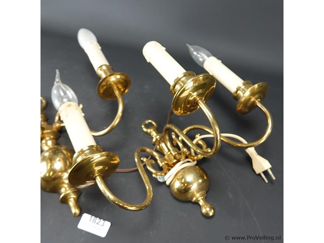 Paar koperen wandkandelaren - afbeelding 4 van  5
