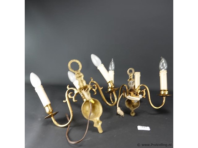 Paar koperen wandkandelaren - afbeelding 5 van  5