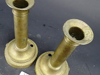 Paar koper/messing kandelaren - afbeelding 2 van  5