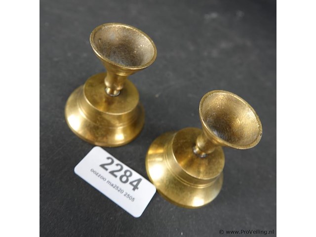 Paar messing/koper kandelaartjes - afbeelding 2 van  3