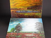 Paar olieverfschilderijen op board - afbeelding 1 van  5