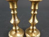 Paar oude brons/messing kandelaren - afbeelding 1 van  5