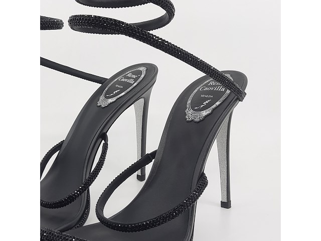 Paar pumps, maat 40, rene caovilla, black satin jet strass - afbeelding 5 van  11