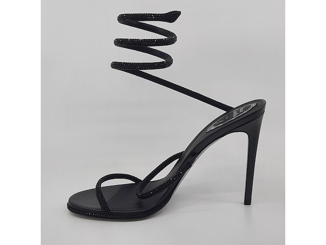 Paar pumps, maat 40, rene caovilla, black satin jet strass - afbeelding 7 van  11