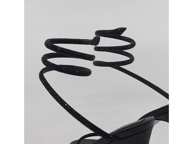 Paar pumps, maat 40, rene caovilla, black satin jet strass - afbeelding 10 van  11