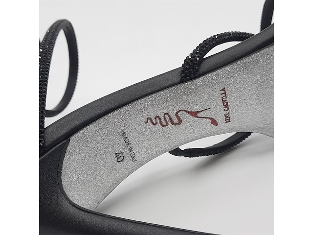 Paar pumps, maat 40, rene caovilla, black satin jet strass - afbeelding 2 van  11