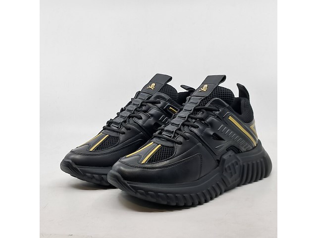 Paar schoenen, maat 41, philipp plein, runner sneakers supersonic, black/ licht goud - afbeelding 1 van  7