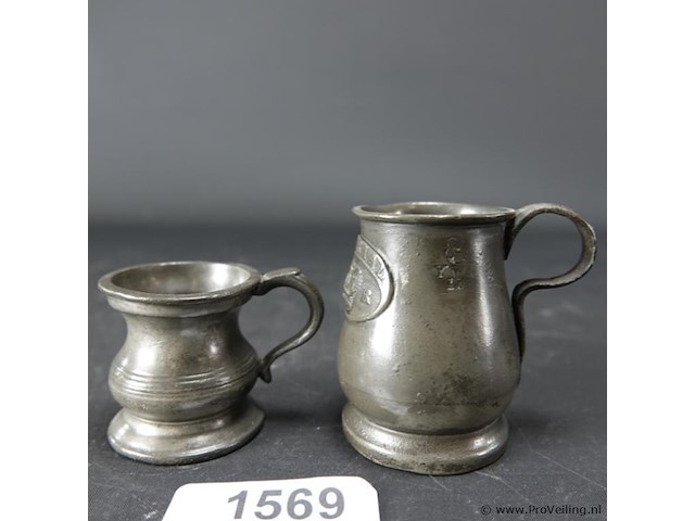 Paar tinnen bekers - afbeelding 1 van  5