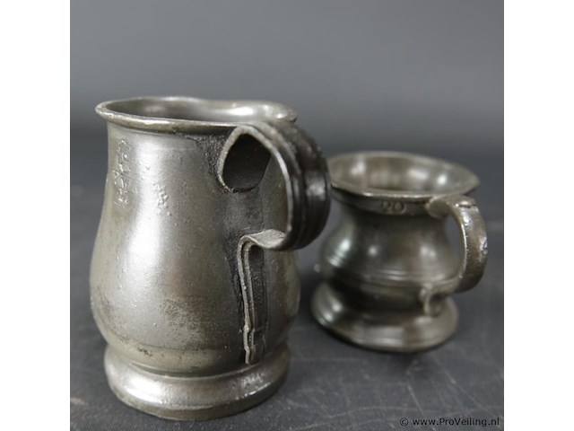 Paar tinnen bekers - afbeelding 4 van  5