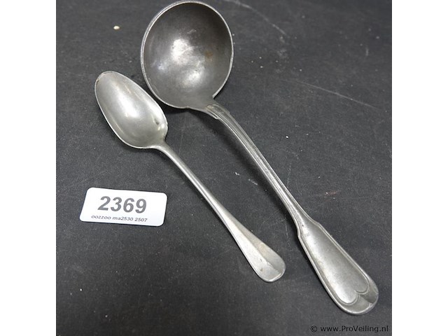 Paar tinnen lepels - afbeelding 3 van  5