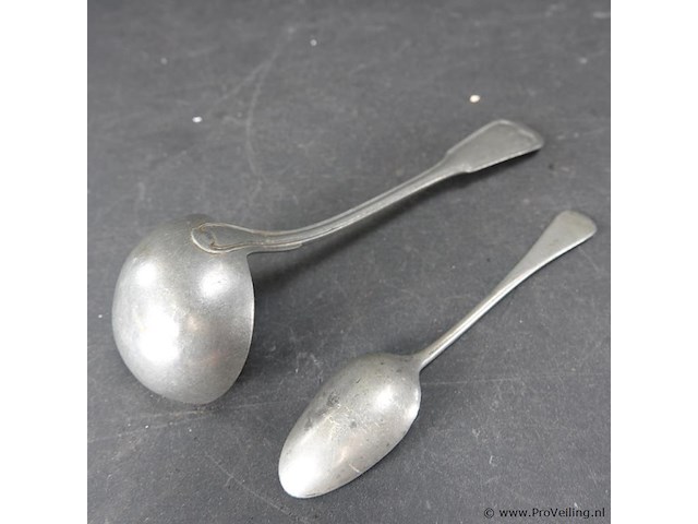 Paar tinnen lepels - afbeelding 4 van  5