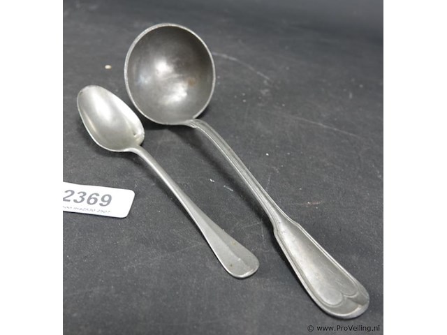 Paar tinnen lepels - afbeelding 2 van  5