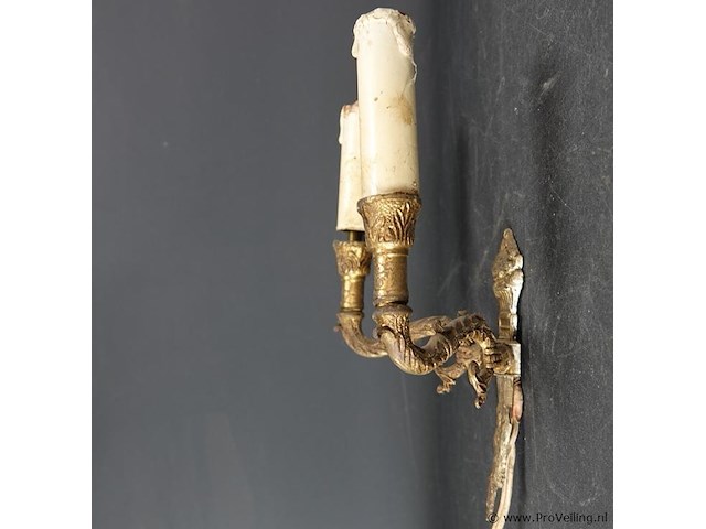 Paar vergulde wandkandelaren - afbeelding 2 van  5