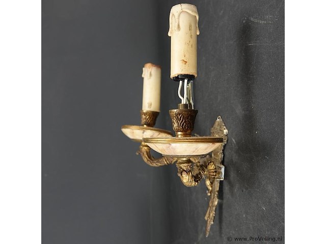 Paar vergulde wandkandelaren - afbeelding 3 van  5