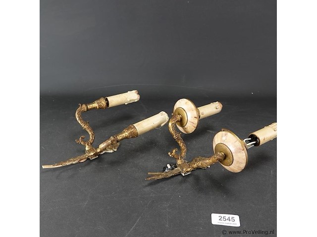 Paar vergulde wandkandelaren - afbeelding 4 van  5