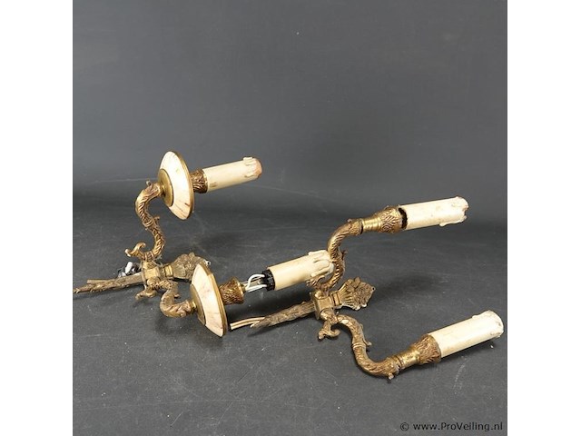 Paar vergulde wandkandelaren - afbeelding 5 van  5