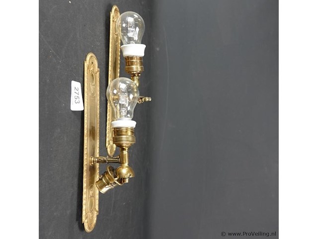 Paar vergulde wandlampjes - afbeelding 1 van  5