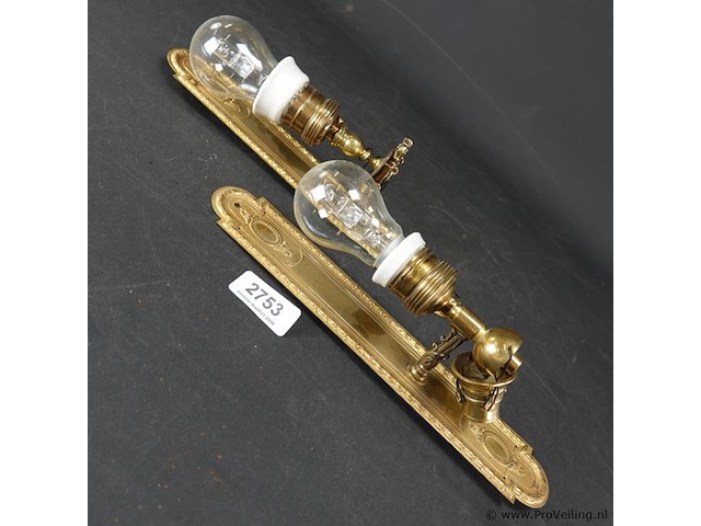 Paar vergulde wandlampjes - afbeelding 2 van  5