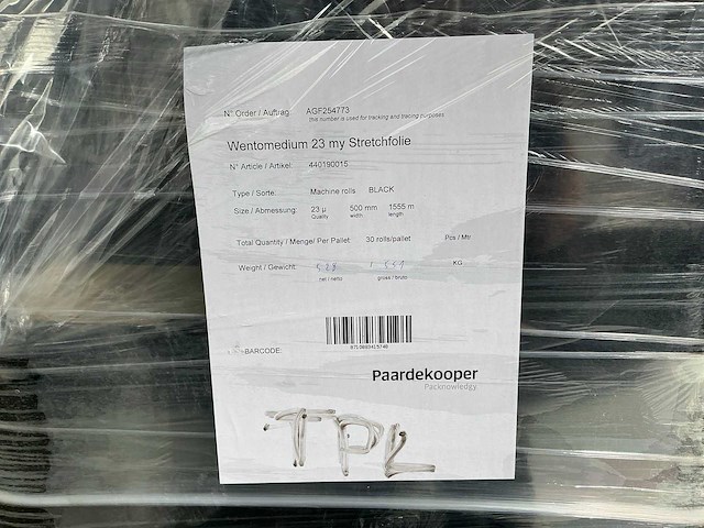 Paardenkoper - wentomedium 23 my stretchfolie - 1555x500 mm - zwart (30x) - (528kg) - afbeelding 6 van  7