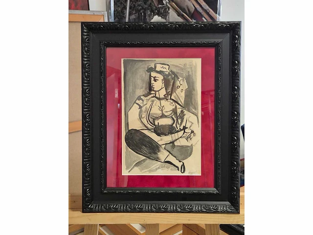 Pablo picasso - aquarel/inkt op papier - afbeelding 2 van  3