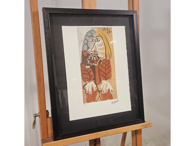 Pablo picasso lithograaf ''homme assis'' - limited edition 29/250 - afbeelding 1 van  8