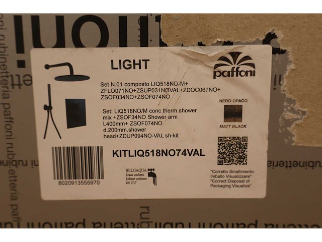 Paffoni - light - complete set - thermostatische inbouwdoucheset - afbeelding 7 van  7