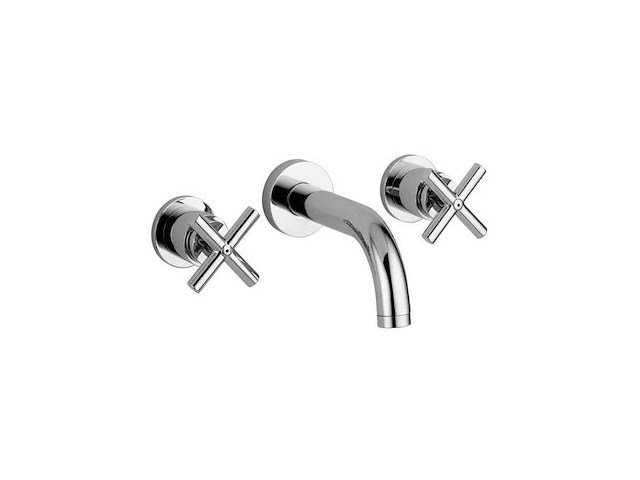 Paffoni quattro wandkraan chroom 3-gats 2-greeps vaste uitloop 175mm chroom - afbeelding 1 van  4