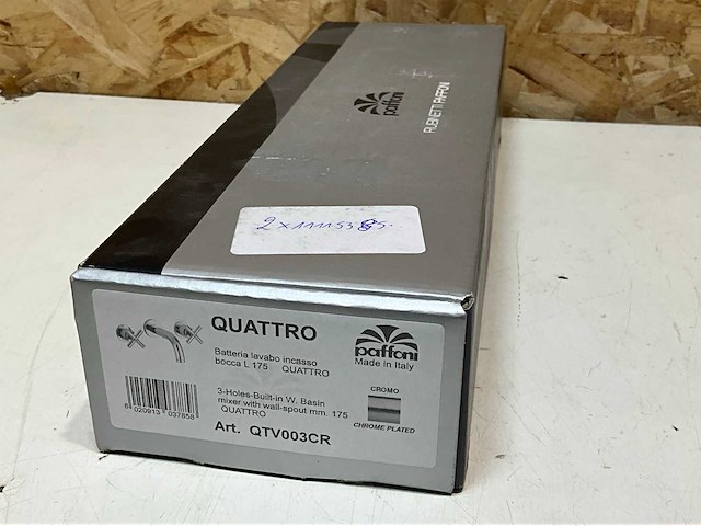 Paffoni quattro wandkraan chroom 3-gats 2-greeps vaste uitloop 175mm chroom - afbeelding 2 van  4