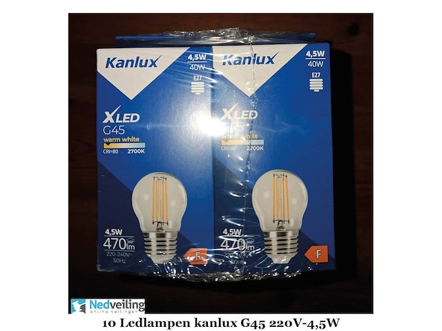 Pak met 10 ledlampen kanlux filament 4,5w g45 (doos t) - afbeelding 3 van  3