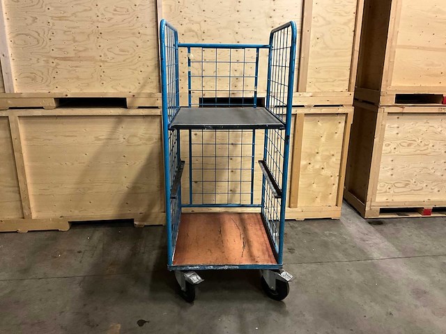 Pakketwagen 1 zijde open v.v. verstelbare etage, 4x wicke zwenkwiel 80x72x170cm (5x) - afbeelding 4 van  4