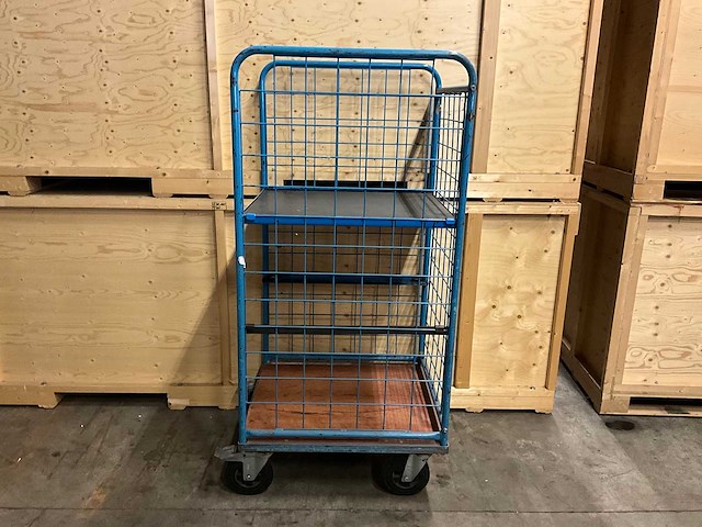 Pakketwagen 1 zijde open v.v. verstelbare etage, 4x wicke zwenkwiel 80x72x170cm (5x) - afbeelding 1 van  4