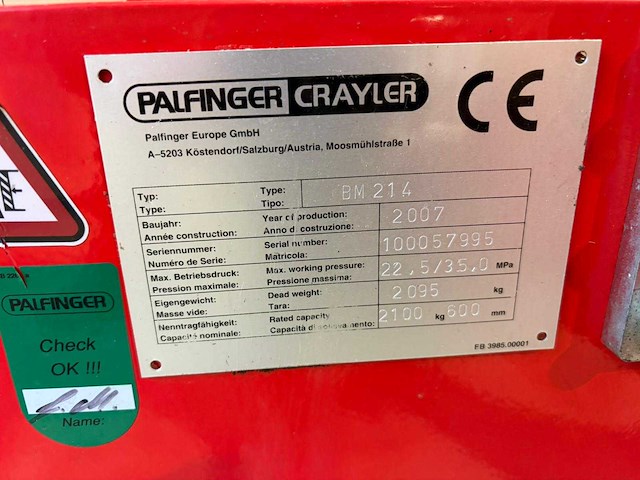 Palfinger crayler - 2007 - bm214 - meeneemheftruck - afbeelding 9 van  17