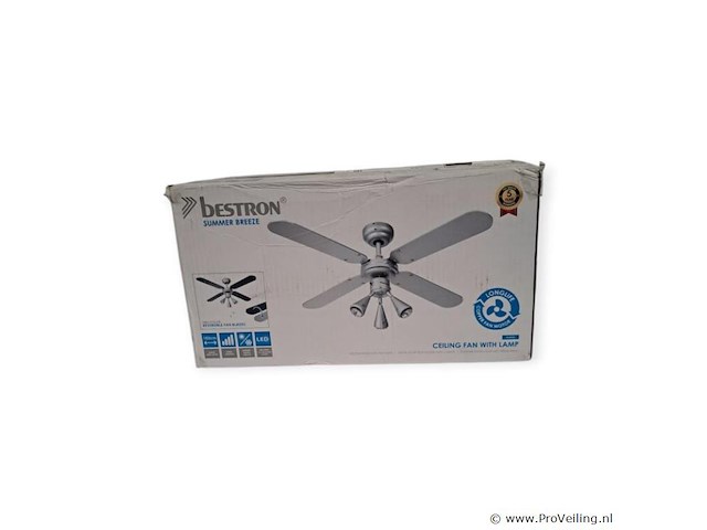 Pallet ±40x bestron plafondventilator met verlichting – retourgoederen - afbeelding 3 van  3