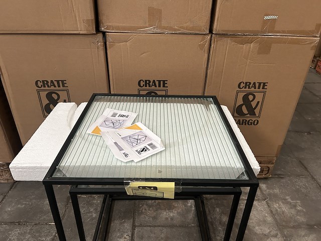 Pallet bijzettafels metaal, glas (8x set van 2) crate & cargo - afbeelding 3 van  8