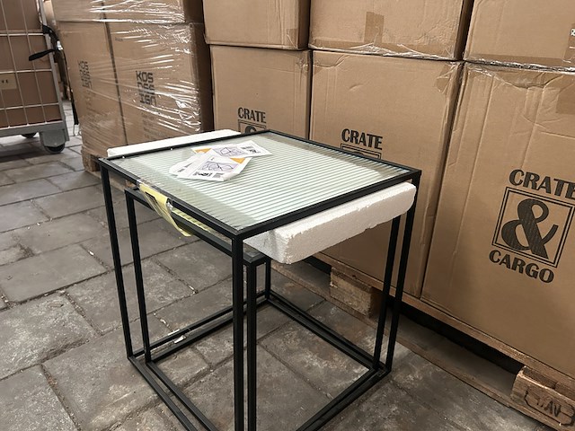 Pallet bijzettafels metaal, glas (8x set van 2) crate & cargo - afbeelding 6 van  8