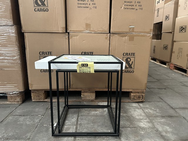 Pallet bijzettafels metaal, glas (9x set van 2) crate & cargo - afbeelding 1 van  6