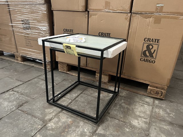 Pallet bijzettafels metaal, glas (9x set van 2) crate & cargo - afbeelding 3 van  6