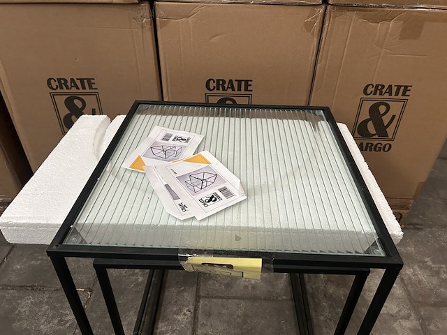 Pallet bijzettafels metaal, glas (9x set van 2) crate & cargo - afbeelding 4 van  6