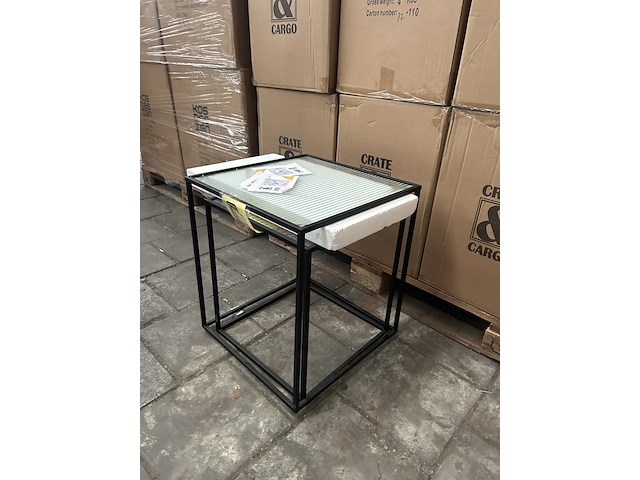 Pallet bijzettafels metaal, glas (9x set van 2) crate & cargo - afbeelding 6 van  6