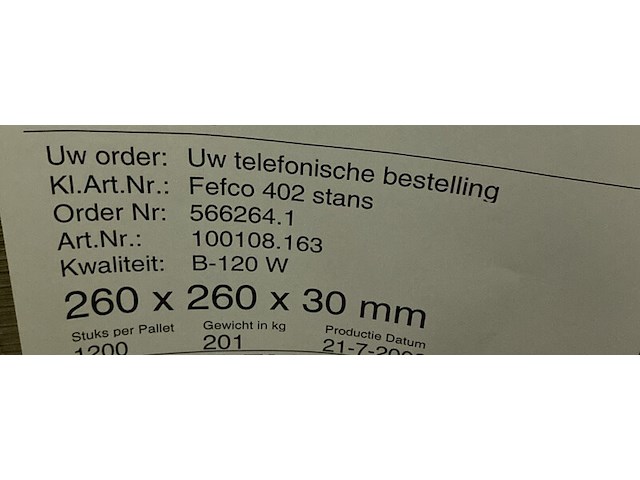 Pallet ca. 1200 stansdoos 260x260x30mm, wit - afbeelding 3 van  3